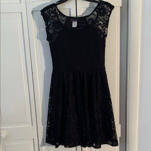 Body Central Black Fit and Flare Lace Dress EUC